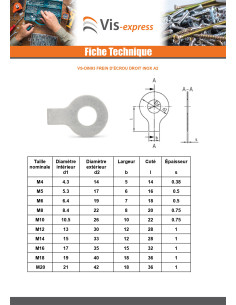 Frein D Ecrou DROIT De Diamètre M5 Inox A2 2