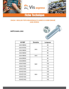 Boulon (vendu avec Ecrou) Tête hexagonale TH M24X100... 2