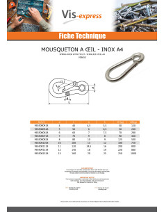 Mousqueton à oeil Inox A4 Diamètre 10 2