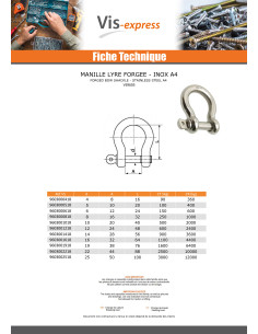 Manille LYRE Forgée Inox A4 Diamètre 10 2