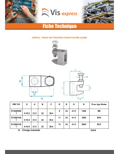 Pince de fixation pour poutre M10 Acier brut 2