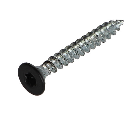 Vis bois TEKOR Tête fraisée Cranté 5X40 TORX T25 Pointe antifendage type 17 RAL9005 noir foncé