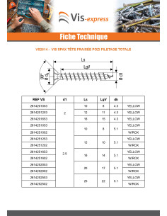 Vis Spax Tête fraisée Pozi N°1 3X30 Filetage total WIROX... 2