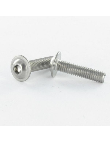 1 x Vis métaux BHC (Tête Bombée Hexagonal creux) Embase collerette M8X60 Clé de 5 HC5 Inox A2