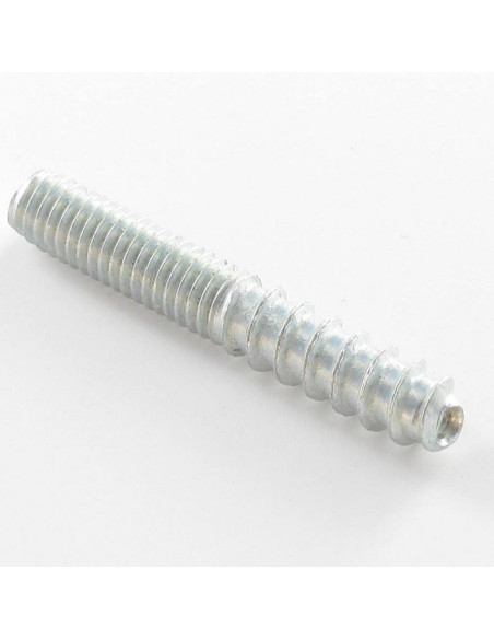 1 x Double filet 8X50 24 Mm fileté bois 25 Mm fileté métaux Acier zingué blanc