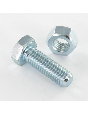 Boulon (vendu avec Ecrou) Tête hexagonale TH M10X30 Acier zingué