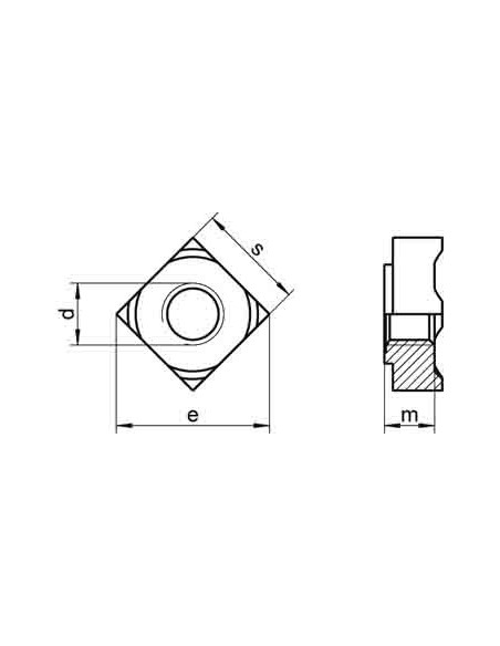 1 x Ecrou carré à souder M6 10X10X5 Inox A4