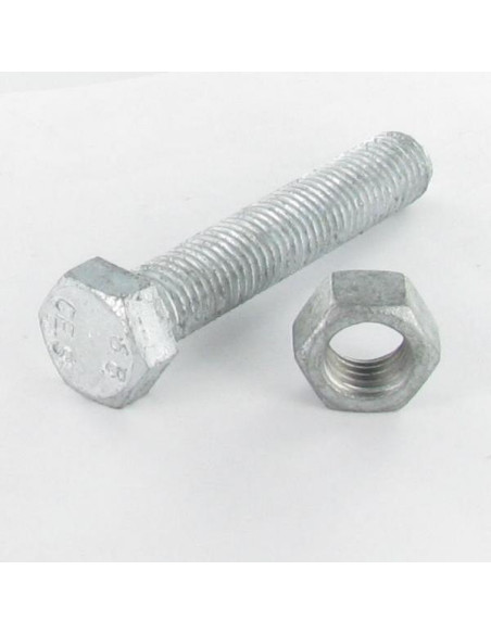 1 x Boulon (vendu avec Ecrou) Tête hexagonale TH M24X430 Filetée sur 150 Classe 6.8 Forte tenue à la corrosion Acier