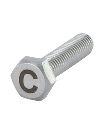 Vis métaux Tête hexagonale TH 8X35 Inox A4 avec gravure de lettre "C"