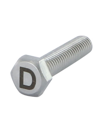 Vis métaux Tête hexagonale TH 8X35 Inox A4 avec gravure de lettre "D"