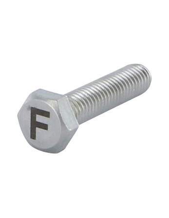 Vis métaux Tête hexagonale TH 8X35 Inox A4 avec gravure de lettre "F"