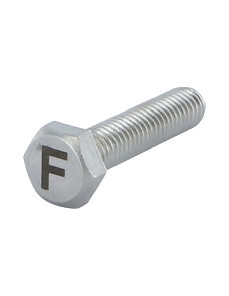 1 x Vis métaux Tête hexagonale TH 8X35 Inox A4 avec gravure de lettre "F"