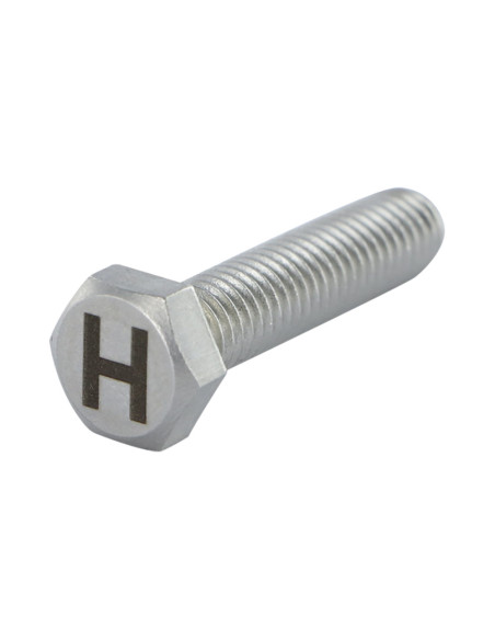 1 x Vis métaux Tête hexagonale TH 8X35 Inox A4 avec gravure de lettre "H"