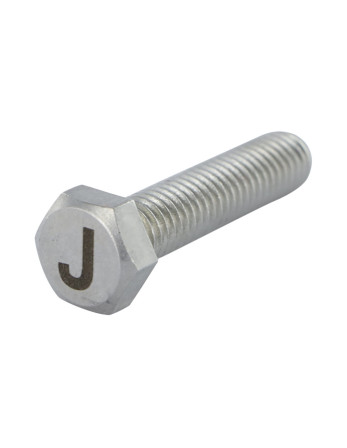 Vis métaux Tête hexagonale TH 8X35 Inox A4 avec gravure de lettre "J"