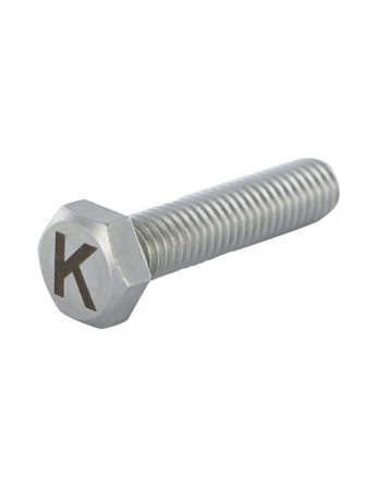 Vis métaux Tête hexagonale TH 8X35 Inox A4 avec gravure de lettre "K"
