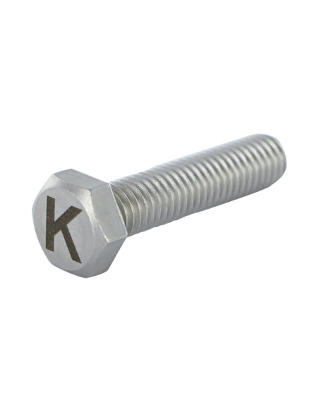 1 x Vis métaux Tête hexagonale TH 8X35 Inox A4 avec gravure de lettre "K"