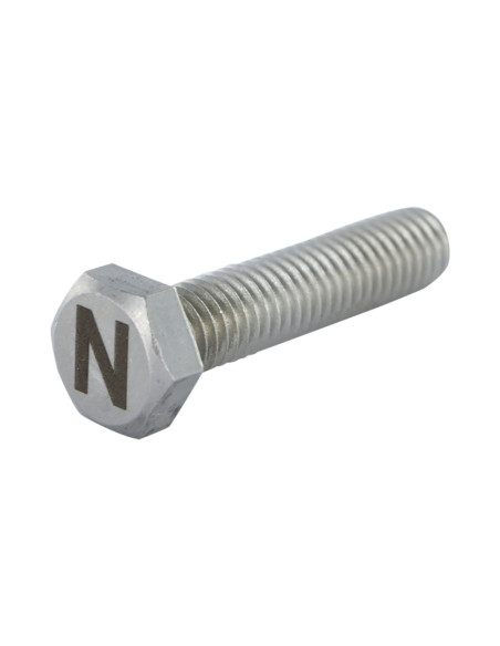 1 x Vis métaux Tête hexagonale TH 8X35 Inox A4 avec gravure de lettre "N"