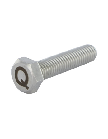 Vis métaux Tête hexagonale TH 8X35 Inox A4 avec gravure de lettre "Q"