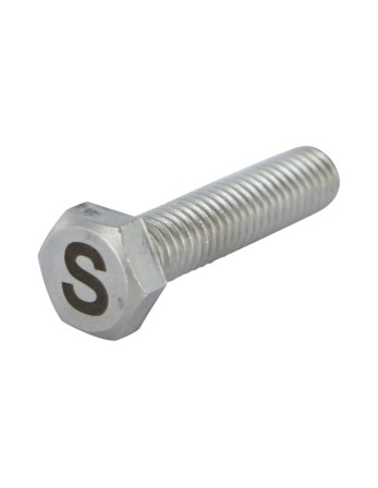Vis métaux Tête hexagonale TH 8X35 Inox A4 avec gravure de lettre "S"
