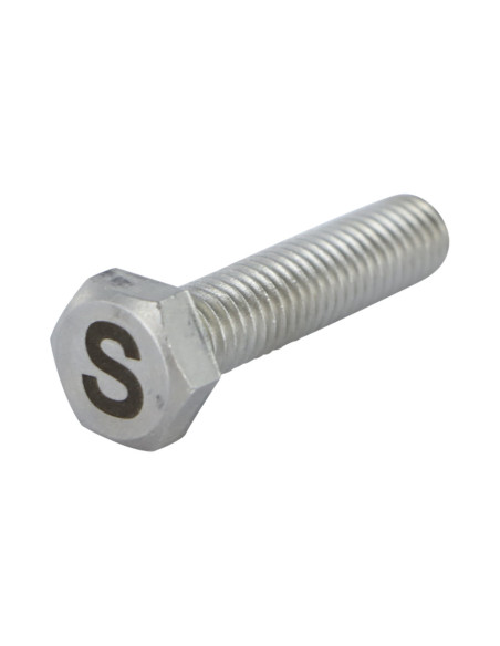 1 x Vis métaux Tête hexagonale TH 8X35 Inox A4 avec gravure de lettre "S"