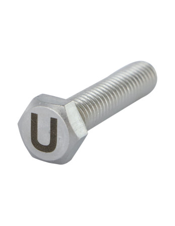 Vis métaux Tête hexagonale TH 8X35 Inox A4 avec gravure de lettre "U"