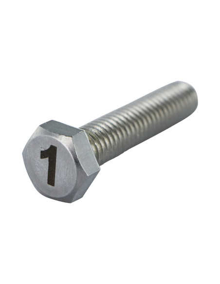 1 x Vis métaux Tête hexagonale TH 8X35 Inox A4 Gravure CHIFFRE 1