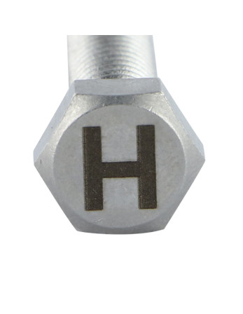 Vis métaux Tête hexagonale TH 8X35 Inox A4 avec gravure de lettre "H"