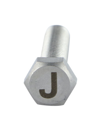 Vis métaux Tête hexagonale TH 8X35 Inox A4 avec gravure de lettre "J"