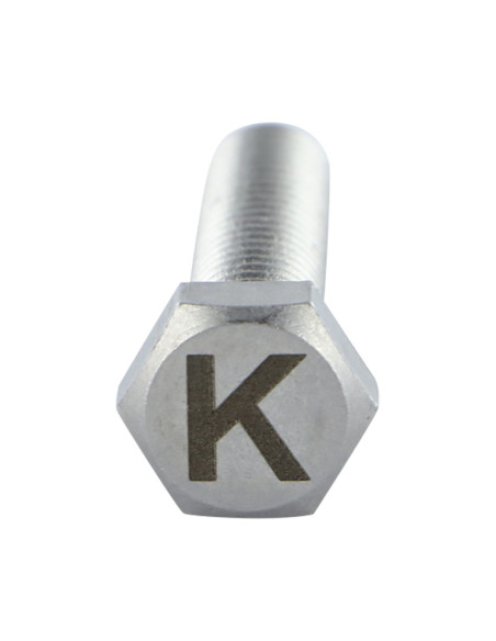 1 x Vis métaux Tête hexagonale TH 8X35 Inox A4 avec gravure de lettre "K"