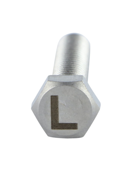 1 x Vis métaux Tête hexagonale TH 8X35 Inox A4 avec gravure de lettre "L"