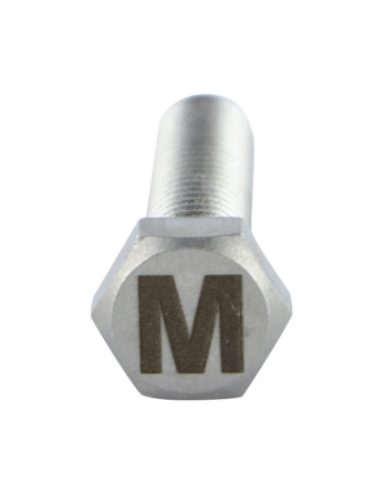 Vis métaux Tête hexagonale TH 8X35 Inox A4 avec gravure de lettre "M"