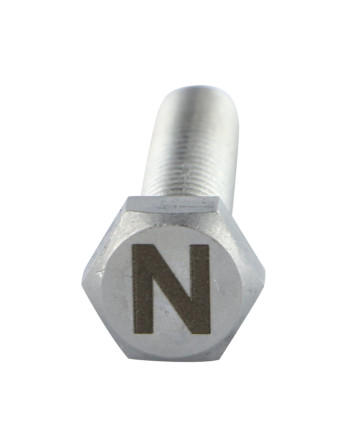 Vis métaux Tête hexagonale TH 8X35 Inox A4 avec gravure de lettre "N"