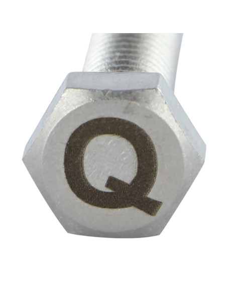 1 x Vis métaux Tête hexagonale TH 8X35 Inox A4 avec gravure de lettre "Q"