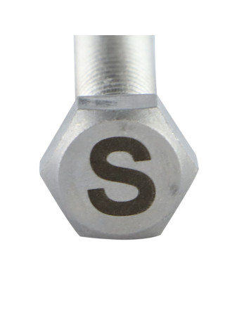 Vis métaux Tête hexagonale TH 8X35 Inox A4 avec gravure de lettre "S"