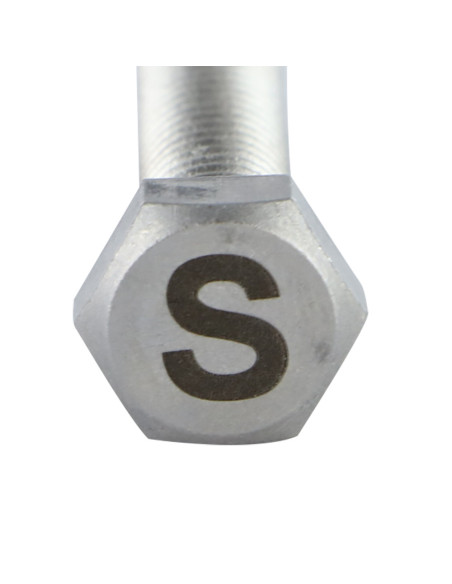 1 x Vis métaux Tête hexagonale TH 8X35 Inox A4 avec gravure de lettre "S"
