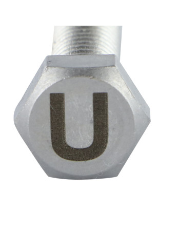 Vis métaux Tête hexagonale TH 8X35 Inox A4 avec gravure de lettre "U"