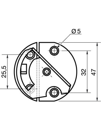Ferrure de table ronde Diamètre 47 Acier zingué 2 pièces
