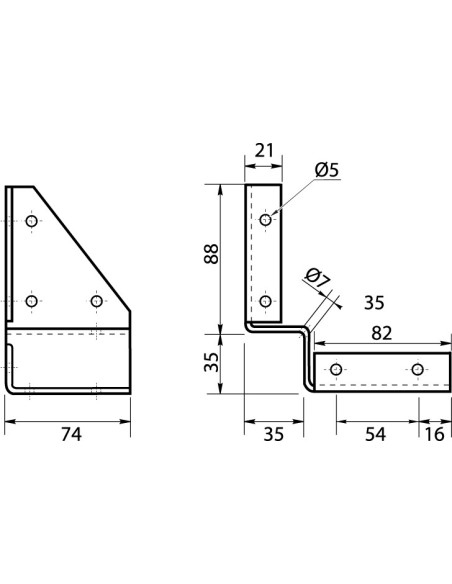 1 x Ferrure de table PIED RECTANGLE Acier zingué