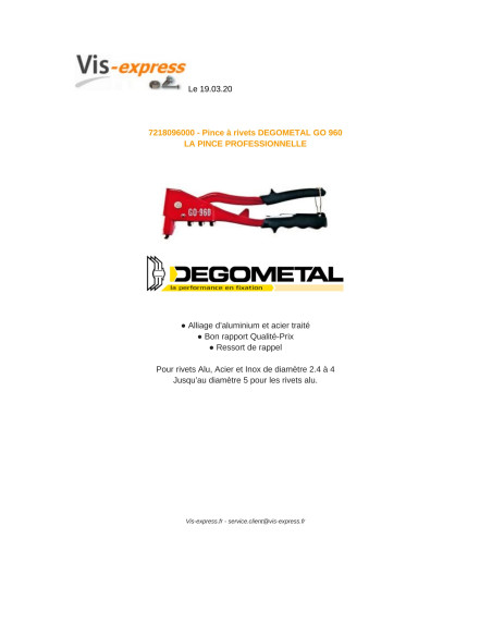 1 x Riveteuse DEGOMETAL GO 960