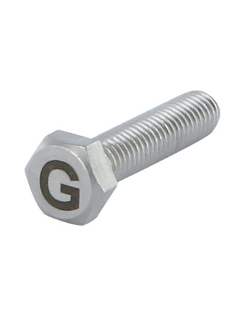 Vis métaux Tête hexagonale TH 8X35 Inox A4 avec gravure de lettre "G"