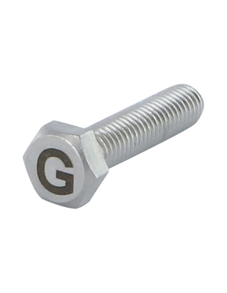1 x Vis métaux Tête hexagonale TH 8X35 Inox A4 avec gravure de lettre "G"