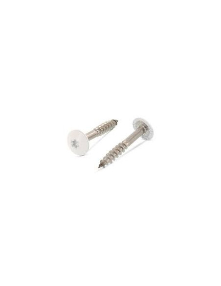 1 x Vis de facade TORX T20 4.8X38 Diamètre de tête: 12.3 Inox A2 RAL9001 blanc creme