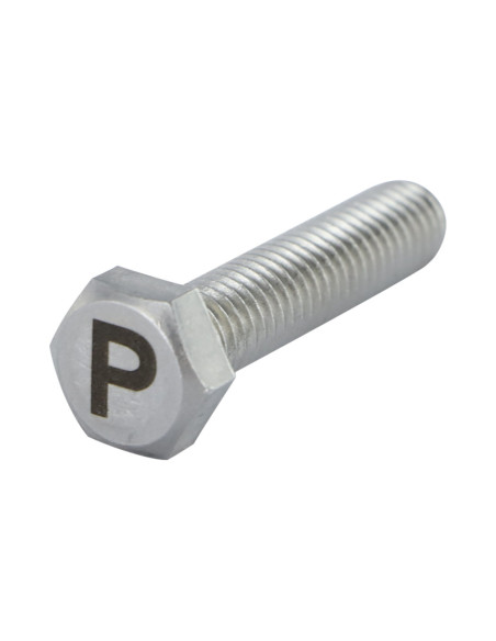 1 x Vis métaux Tête hexagonale TH 8X35 Inox A4 avec gravure de lettre "P"
