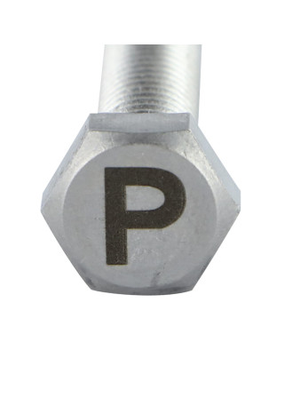 Vis métaux Tête hexagonale TH 8X35 Inox A4 avec gravure de lettre "P"