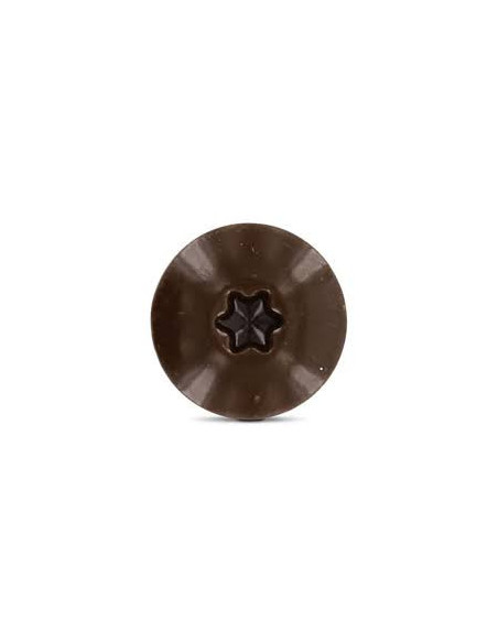 1 x Vis de facade TORX T20 5.5X45 Diamètre de tête: 12.3 Inox A2 RAL8014 brun sepia