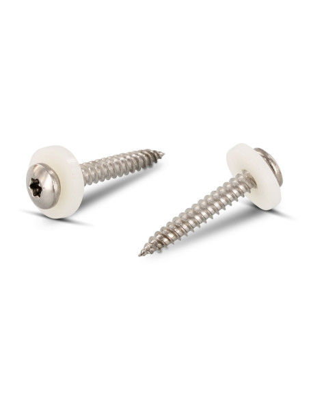 1 x Vis tôle Tête cylindrique TC TORX T15 + Rondelle Nylon 3.9X22 Inox A2 Naturel