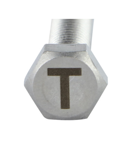 1 x Vis métaux Tête hexagonale TH 8X35 Inox A4 avec gravure de lettre "T"