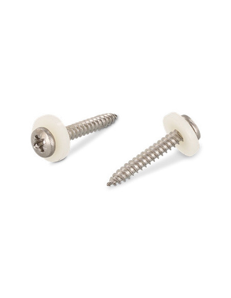 1 x Vis tôle Tête cylindrique TC Pozi N°2 + Rondelle Nylon 3.9X32 Inox A2 Naturel