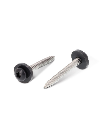 1 x Vis tôle Tête cylindrique TC TORX T15 + Rondelle Nylon 3.9X16 Inox A2 RAL7016 gris anthracite