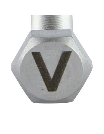 Vis métaux Tête hexagonale TH 8X35 Inox A4 avec gravure de lettre "V"